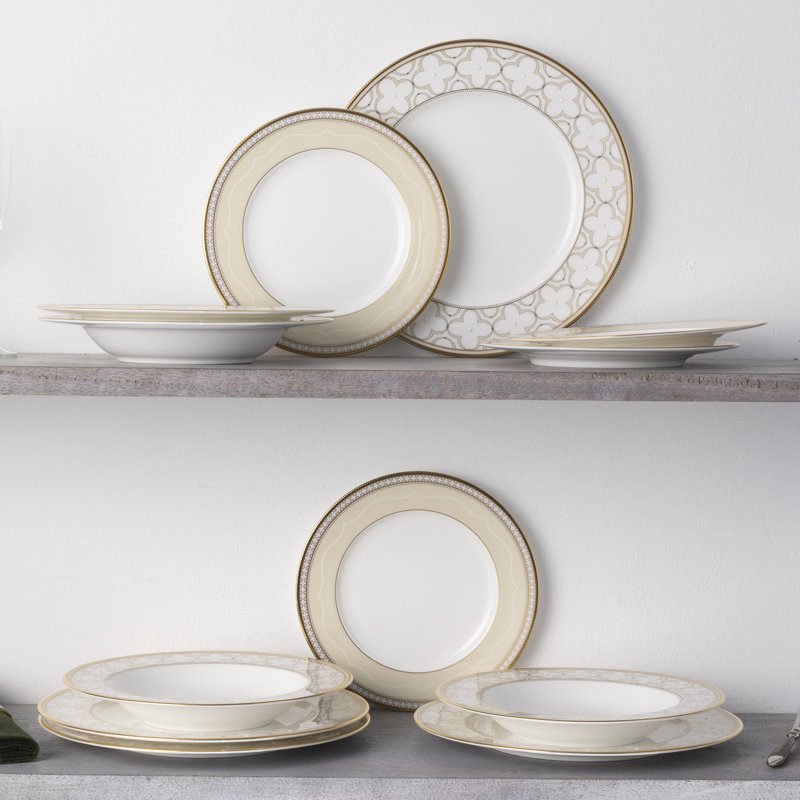Noritake Trefolio Gold 12-Piece Dinnerware Set, Service For 4